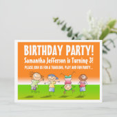 Sinaasappel en Groen Tumbling Gym Feestuitnodiging Kaart (Staand voorkant)