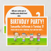 Sinaasappel en Groen Tumbling Gym Feestuitnodiging Kaart (Voorkant / Achterkant)