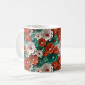 Sinaasappel en Groene 3D Bloemen Koffiemok (Voorkant links)