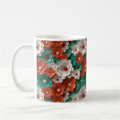 Sinaasappel en Groene 3D Bloemen Koffiemok (Links)