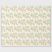 Sinaasappel en groene bloemen cadeaupapier (Vlak)