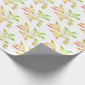 Sinaasappel en groene bloemen cadeaupapier (Hoek)