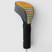 Sinaasappel en Groene Gingham Golfheadcover (Schuin)