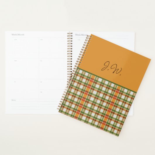 Sinaasappel en Groene Gingham Planner (Display)