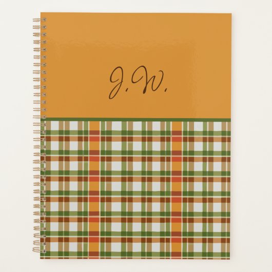 Sinaasappel en Groene Gingham Planner (Voorkant)
