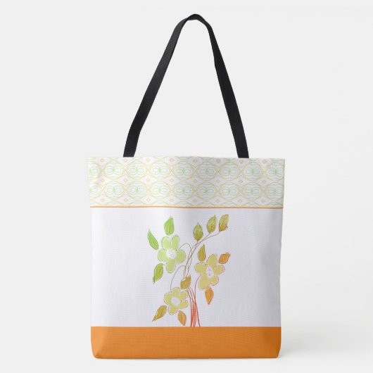 Sinaasappel en Groene Patterned Canvas tas (Voorkant)