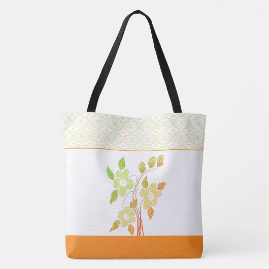 Sinaasappel en Groene Patterned Canvas tas (Achterkant)