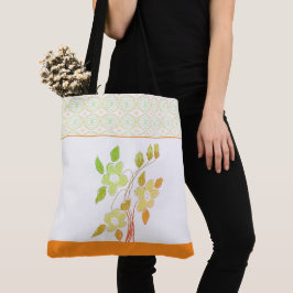 Sinaasappel en Groene Patterned Canvas tas
