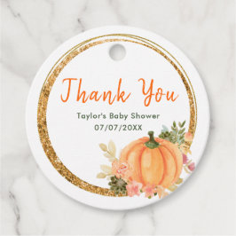 Sinaasappel en Groene Pompoenen Baby shower Dank u Bedankjes Labels