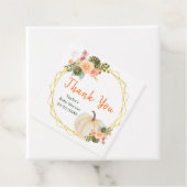 Sinaasappel en Groene Pompoenen Baby shower Dank u Bedankjes Labels (In situ)