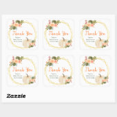 Sinaasappel en Groene Pompoenen Baby shower Dank u Vierkante Sticker (Vel)