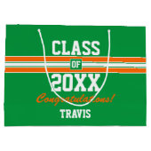 Sinaasappel en Groene School Colors Afstuderen Aan Groot Cadeauzakje (Achterkant)