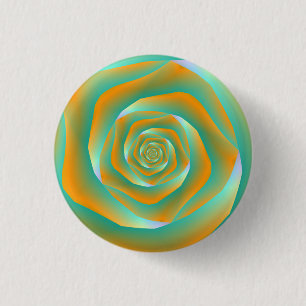 Sinaasappel en groene spiraalvormige Roos Pinback Ronde Button 3,2 Cm