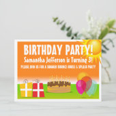 Sinaasappel en Groene Zomer Outdoor Verjaardag Kaart (Staand voorkant)