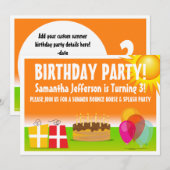 Sinaasappel en Groene Zomer Outdoor Verjaardag Kaart (Voorkant / Achterkant)