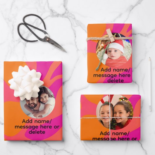 Sinaasappel en Hot Pink Photo Gradient Wrapping Pa Inpakpapier Vel (Voorkant)