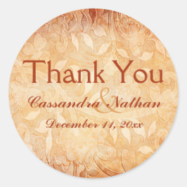 Sinaasappel en Ivoor Bloemen Dank u Sticker