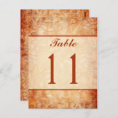 Sinaasappel en Ivoor Bloemen Tafel Nummer Kaart (Voorkant / Achterkant)