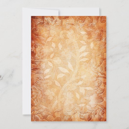 Sinaasappel en Ivoor Floral bruiloft uitnodiging (Achterkant)