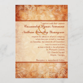 Sinaasappel en Ivoor Floral bruiloft uitnodiging