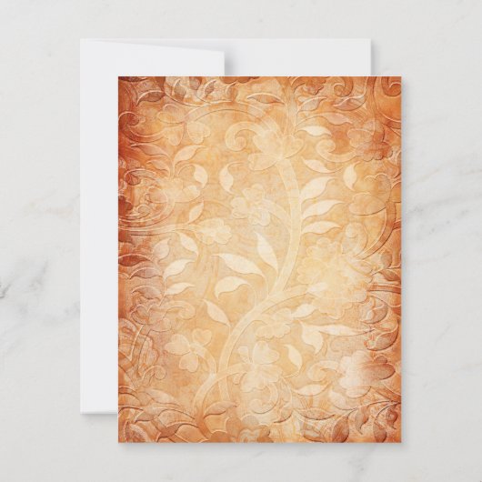 Sinaasappel en Ivoor Floral Reply Kaart (Achterkant)