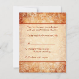 Sinaasappel en Ivoor Floral Reply Kaart