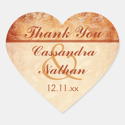 Sinaasappel en Ivory Floral Wedding Favor Sticker (Voorkant)