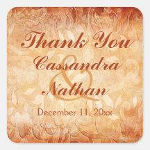 Sinaasappel en Ivory Floral Wedding Favor Sticker