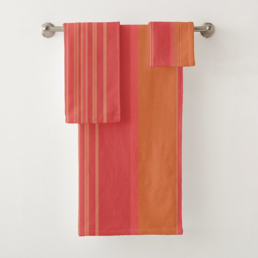 Sinaasappel- en karmijnstrepen bad handdoek (Insitu)