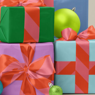 Sinaasappel en koraal roze brede streep grosgrain lint