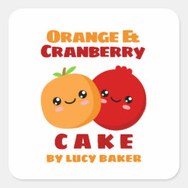 Sinaasappel- en kruideniersCake Vierkante Sticker