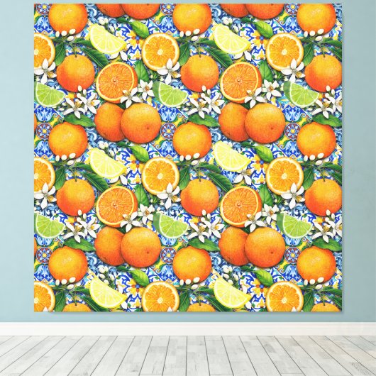 Sinaasappel en Lemons Canvas Afdruk (Insitu (Houten vloer))
