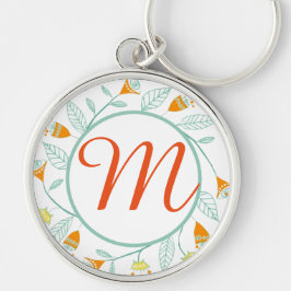 Sinaasappel en Mint Floral Garland Folk Art Sleutelhanger