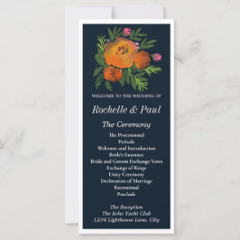Sinaasappel en Navy Bloemen Modern Bold Wedding Pr