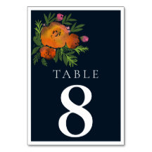 Sinaasappel en Navy Floral Modern Bold Wedding