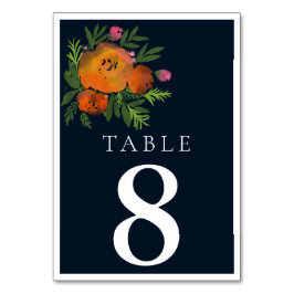 Sinaasappel en Navy Floral Modern Bold Wedding Kaart