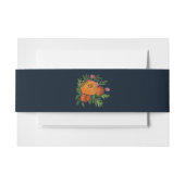 Sinaasappel en Navy Floral Modern Bold Wedding Uitnodigingen Wikkel (Voorkant Voorbeeld)