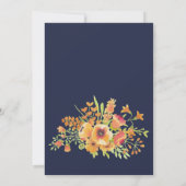 Sinaasappel en Navy Floral Vrijgezellenfeest Desig Kaart (Achterkant)