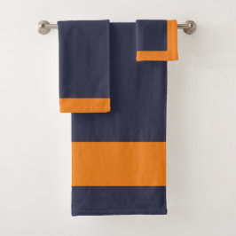 Sinaasappel en Navy Sport Team kleuren badhanddoek Bad Handdoek