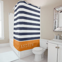 Sinaasappel en Navy Stripes Monogram