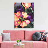 Sinaasappel en paarse bloemen canvas afdruk (Insitu (Woonkamer))