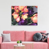 Sinaasappel en paarse bloemen canvas afdruk (Insitu (Woonkamer))