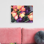 Sinaasappel en paarse bloemen canvas afdruk (Insitu (Woonkamer))