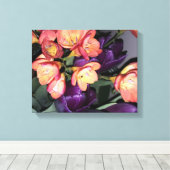 Sinaasappel en paarse bloemen canvas afdruk (Insitu (Houten vloer))