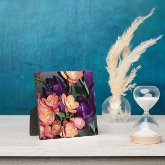 Sinaasappel en paarse bloemen fotoplaat (Insitu)