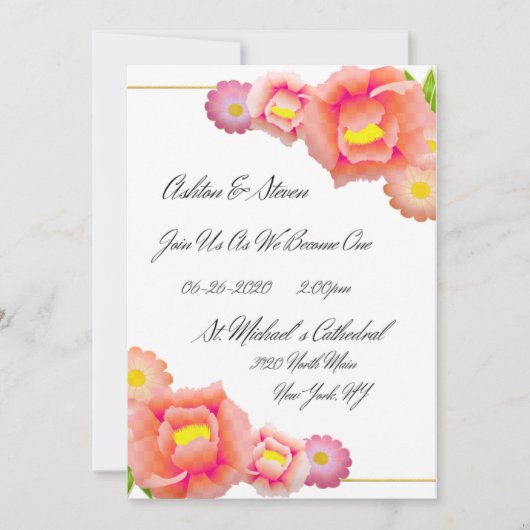 Sinaasappel en peach bruiloft kaart (Voorkant)