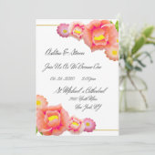 Sinaasappel en peach bruiloft kaart (Staand voorkant)