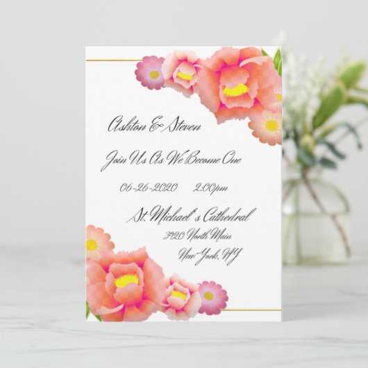 Sinaasappel en peach bruiloft kaart (Staand voorkant)