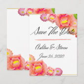 Sinaasappel en peach bruiloft save the date (Voorkant / Achterkant)