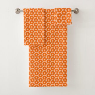 Sinaasappel en Peach Retro 60s Floral Pattern Bad Handdoek